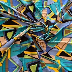 Geometric Print Multicolor Poly Print Fabric